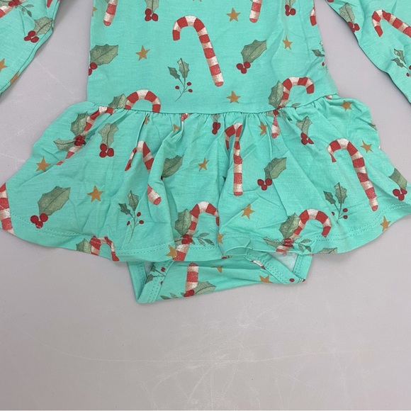NWT - Posh Peanut Peppermint Long Sleeve Basic Ruffled Romper 9-12 Months - Picture 7 of 12